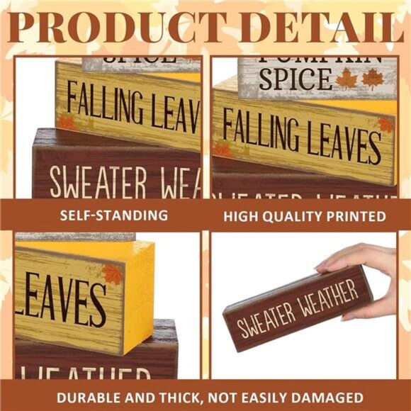 4 Pcs Fall Pumpkin Decor Fall Table Decoration Thanksgiving Tiered Tray Decor - Picture 4 of 4